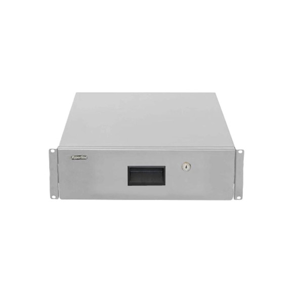 Полка (ящик) для документов с замком Hyperline TDR3-3U-460-RAL7035 3U, 133x483x460мм (ВхШхГ), цвет серый (RAL 7035) 495789