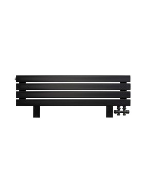 Горизонтальный радиатор ARBIOLA Liner Gorizont VZ 1000-36-04 4 секции, c нижним подключением, с ножками, GVR, RAL 9005 матовый черный 258910