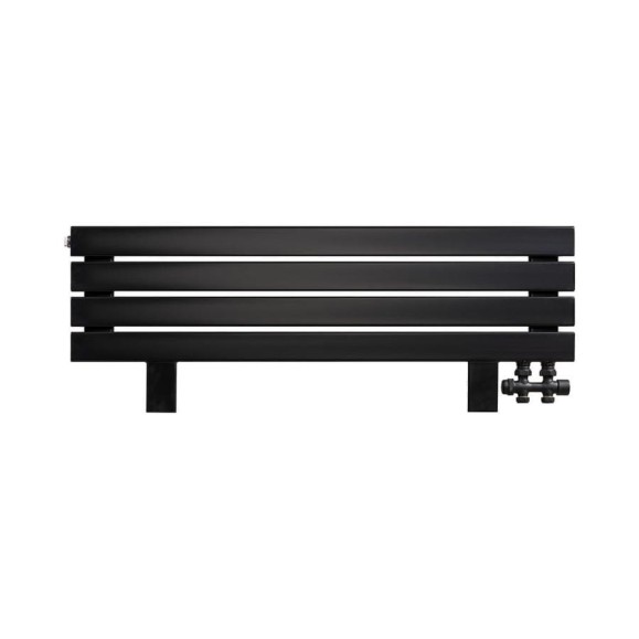 Горизонтальный радиатор ARBIOLA Liner Gorizont VZ 1000-36-04 4 секции, c нижним подключением, с ножками, GVR, RAL 9005 матовый черный 258910