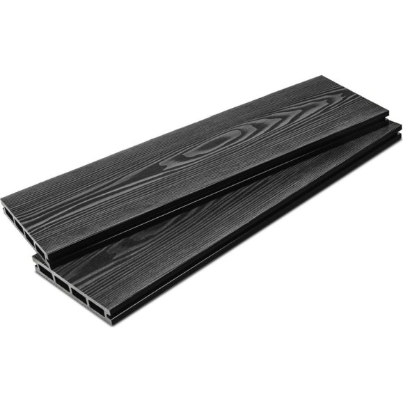 Террасная доска ТЕХНОДЕК Альфа 146x22x4000 мм, цвет графит (3D) TETDGR146224000A3D
