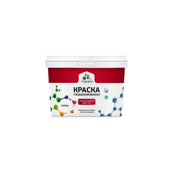 Краска Professional износостойкая моющаяся для стен и обоев MALARE матовая морской риф, 2.7л КРЗСТНТМОРМ0390 Краска Professional износостойкая моющаяся для стен и обоев MALARE матовая морской риф, 2.7л КРЗСТНТМОРМ0390
