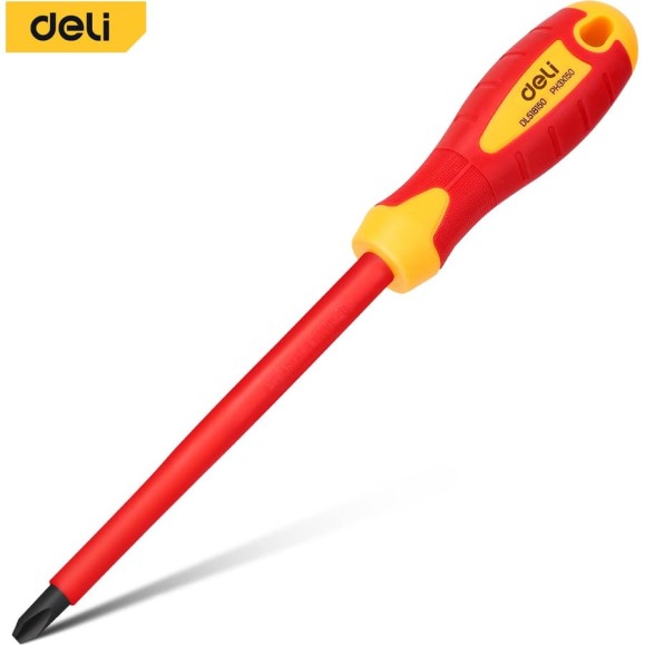 Диэлектрическая крестовая отвертка DELI DL518150 PH3x150мм 110594