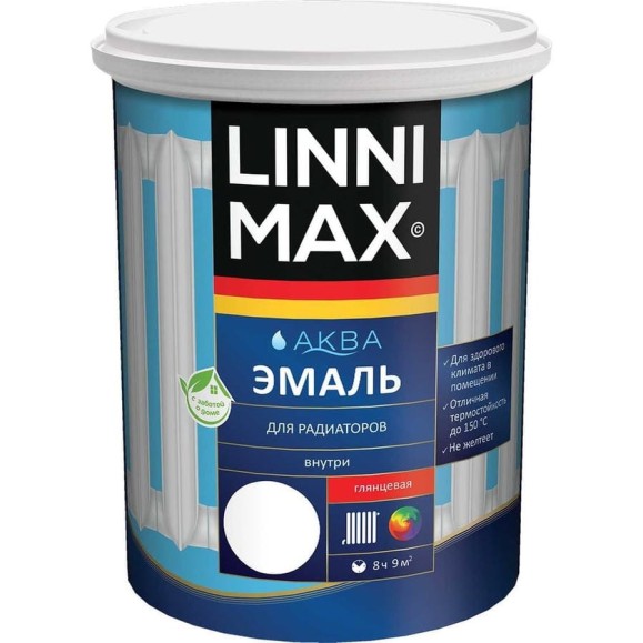 Акриловая эмаль для радиаторов LINNIMAX (ALPINA) аква для внутренних работ глянцевая белый 0,9 л 948105458