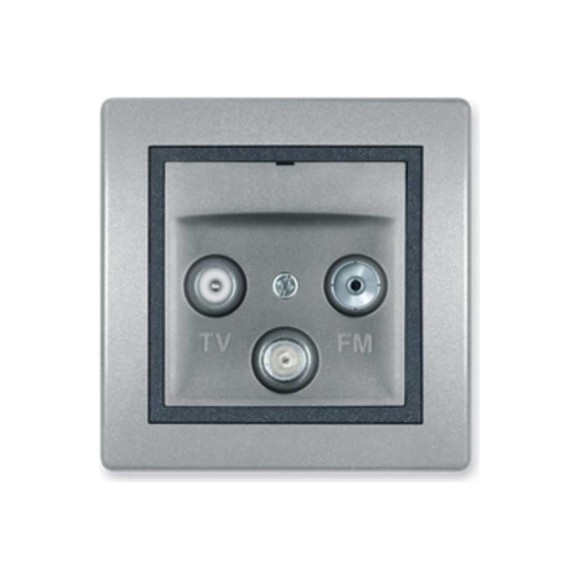 Розетка Aling-conel PRESTIGE TV/FM/SAT оконечная серебро-графит-серебро арт. 612S.S2S Розетка Aling-conel PRESTIGE TV/FM/SAT оконечная серебро-графит-серебро арт. 612S.S2S