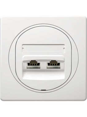 Компьютерная двойная розетка с Keystone модулями Aling-conel EON 2хRJ45 кат.5e UTP белая арт. E614.00