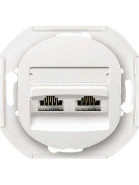 Компьютерная двойная розетка с Keystone модулями Aling-conel EON 2хRJ45 кат.5e UTP , механизм, белая арт. E614.0