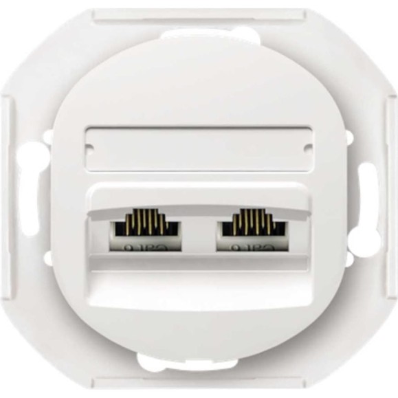 Компьютерная двойная розетка с Keystone модулями Aling-conel EON 2хRJ45 кат.5e UTP , механизм, белая арт. E614.0
