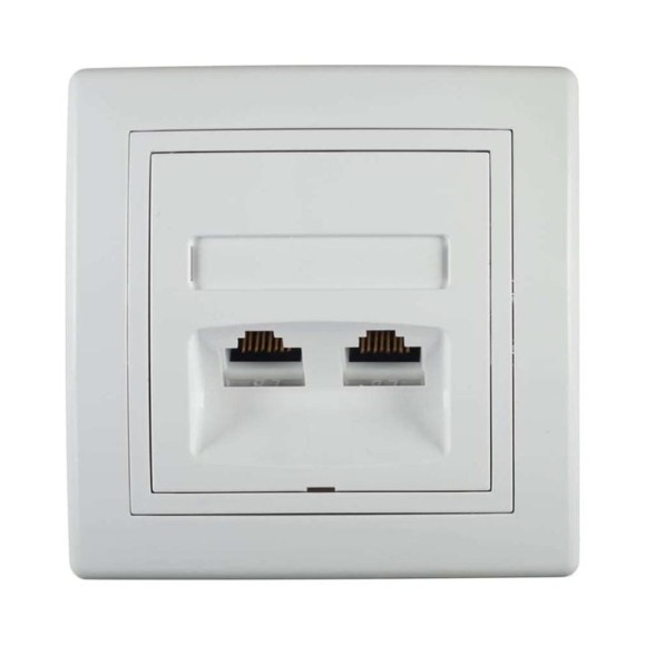 Компьютерная двойная розетка с Keystone модулями Aling-conel PRESTIGE 2хRJ45 кат.5e FTP белая арт. 614S.00