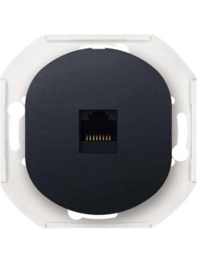 Компьютерная розетка с Keystone модулем Aling-conel EON RJ45 кат.6А FTP, механизм, чёрная soft touch арт. E616S.E1