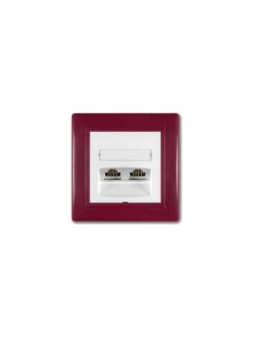 Компьютерная двойная розетка с Keystone модулями Aling-conel PRESTIGE 2хRJ45 кат.5e FTP бордо-бордо-белый арт. 614S.330