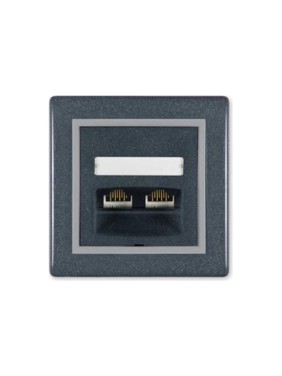 Компьютерная двойная розетка с Keystone модулями Aling-conel PRESTIGE 2хRJ45 кат.5e FTP графит-серый-графит арт. 614S.212