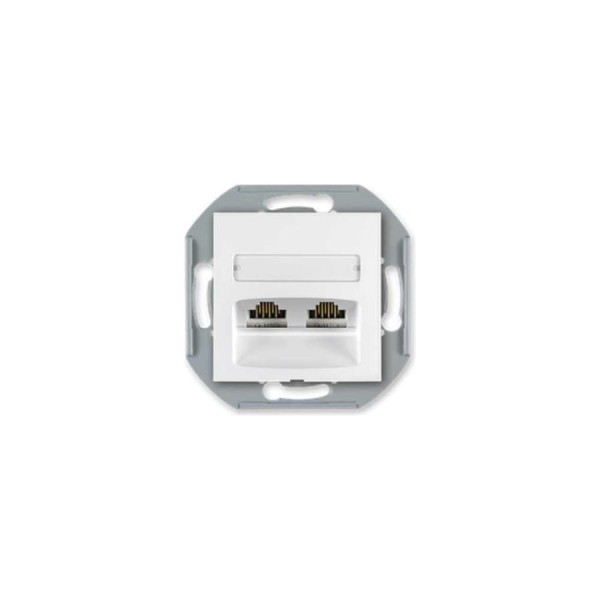Компьютерная двойная розетка с Keystone модулями Aling-conel PRESTIGE 2хRJ45 кат.5e FTP , механизм, белая арт. 6014S.0