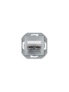 Компьютерная двойная розетка с Keystone модулями Aling-conel PRESTIGE 2хRJ45 кат.5e UTP , механизм, серебряная арт. 6014.S