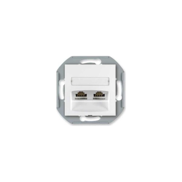 Компьютерная двойная розетка с Keystone модулями Aling-conel PRESTIGE 2хRJ45 кат.5e UTP , механизм, белая арт. 6014.0