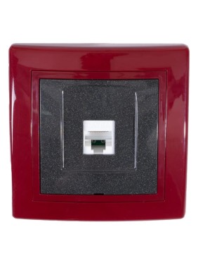 Компьютерная розетка с Keystone модулем Aling-conel PRESTIGE RJ45 кат.6А UTP бордо-бордо-графит арт. 616.332