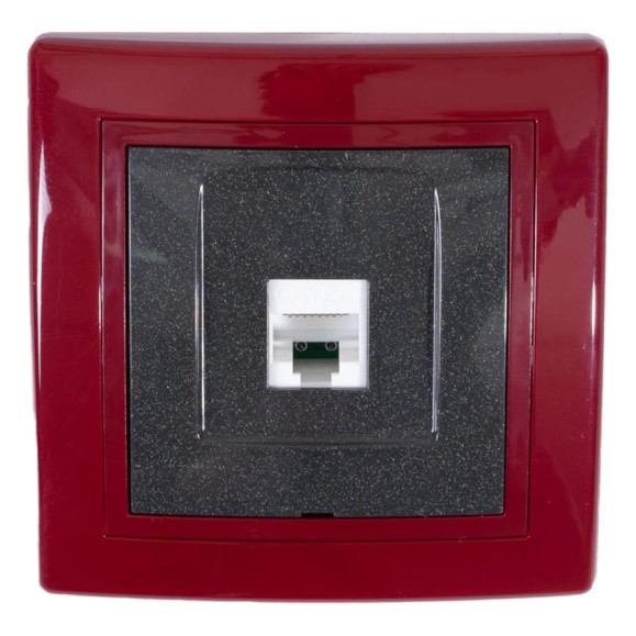 Компьютерная розетка с Keystone модулем Aling-conel PRESTIGE RJ45 кат.6А UTP бордо-бордо-графит арт. 616.332 Компьютерная розетка с Keystone модулем Aling-conel PRESTIGE RJ45 кат.6А UTP бордо-бордо-графит арт. 616.332
