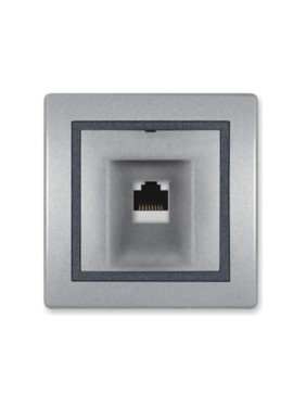 Компьютерная розетка с Keystone модулем Aling-conel PRESTIGE RJ45 кат.6А UTP серебро-графит-серебро арт. 616.S2S