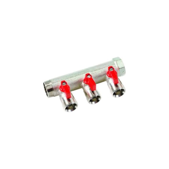 Коллектор Henco 1" с красными шаровыми кранами, 3/4"НР под евроконус, 1" - 2xEK14,16,18,20 VB060502-ROOD Коллектор Henco 1" с красными шаровыми кранами, 3/4"НР под евроконус, 1" - 2xEK14,16,18,20 VB060502-ROOD
