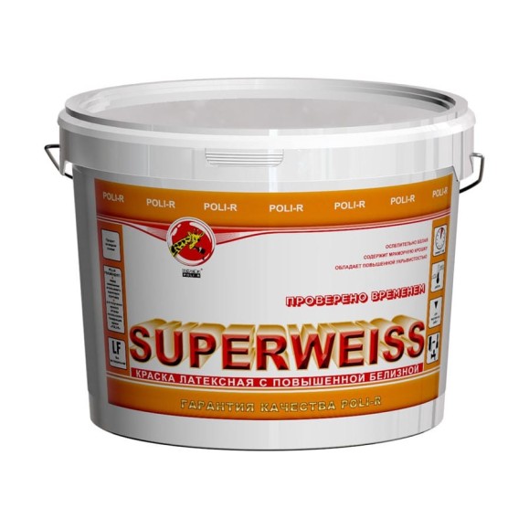 Краска водно-дисперсионная Superweiss (14 кг; морозоустойчивая) Poli-R 9913