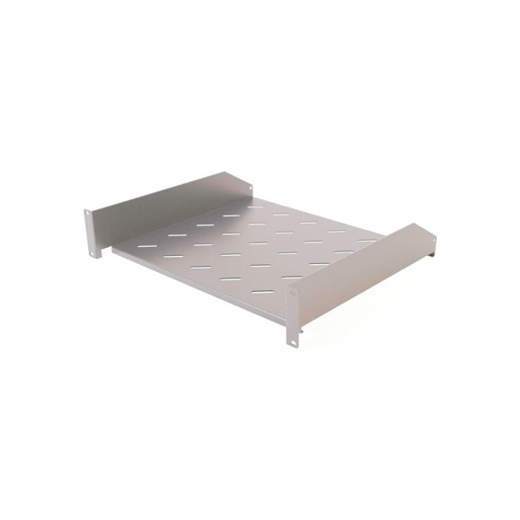 Угловая полка Hyperline TAL3-2U-300-RAL7035 с перфорацией 19", 2U, ширина 440 мм, глубина 300 мм, цвет серый (RAL 7035) 433670