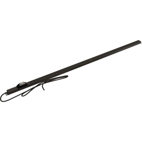 Вертикальный блок розеток Hyperline SHE-36IEC-6BIEC-B-2.5 36 розеток IEC320 C13, 6 розеток IEC320 C19, автоматический выключатель, кабель питания 2.5м без вилки, 32А, 250В, 1860x44.4x44.4 мм (ДхШхВ), корпус алюминий, черный 484782