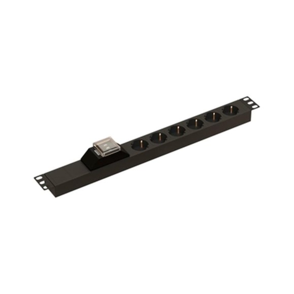 Горизонтальный блок розеток Hyperline SHE19-6SH-B-IEC для 19