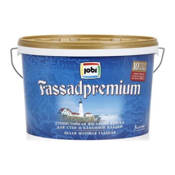 Фасадная краска JOBI FASSADPREMIUM белый, 5 л 11915 Фасадная краска JOBI FASSADPREMIUM белый, 5 л 11915