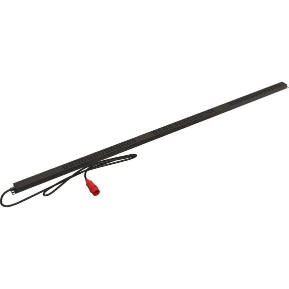 Блок розеток Hyperline SHE-30IEC-6BIEC-3PVR, вертикальный, 30 розеток IEC320 C13, 6 розеток IEC320 C19, кабель питания 3м (5x4.0мм2) с вилкой IEC 60309 32А (3P+N+E), 380В, корпус алюминий, черный 479114