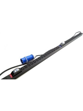 Блок розеток Hyperline She-28iec-4biec-2.5pvb, вертикальный, 28 розеток iec320 c13, 4 розетки iec320 c19, кабель питания 2.5м (3x4.0мм2) с вилкой iec 60309 32a (2p+e), 250в, корпус алюминий, черный 525060