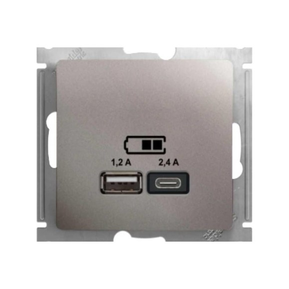 Usb розетка a+с Systeme Electric Glossa платина 5в/2,4а, 2x5в/1,2 а GSL001239