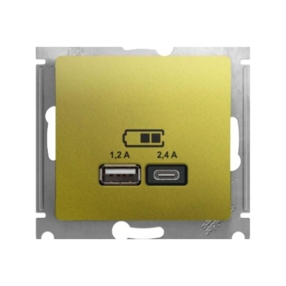 Usb розетка a+с, Systeme Electric Glossa фисташковый 5в/2,4а, 2x5в/1,2 а GSL001039