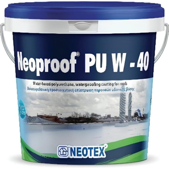 Полиуретановое гидроизоляционное покрытие на водной основе NEOTEX NEOPROOF PU W-40 4кг (белая) Ral 9003 12530700