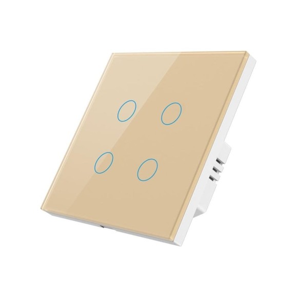 Умный Zigbee выключатель Roximo сенсорный, четырехкнопочный, золотой SZSEN01-4G