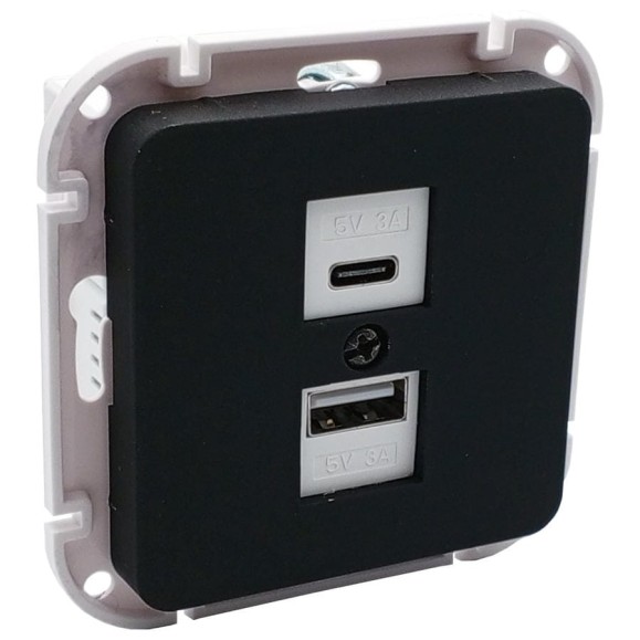 Механизм розетки Type-C+USB Bylectrica 3А серия АСТРУМ, карбон РП5-6562 карбон Механизм розетки Type-C+USB Bylectrica 3А серия АСТРУМ, карбон РП5-6562 карбон