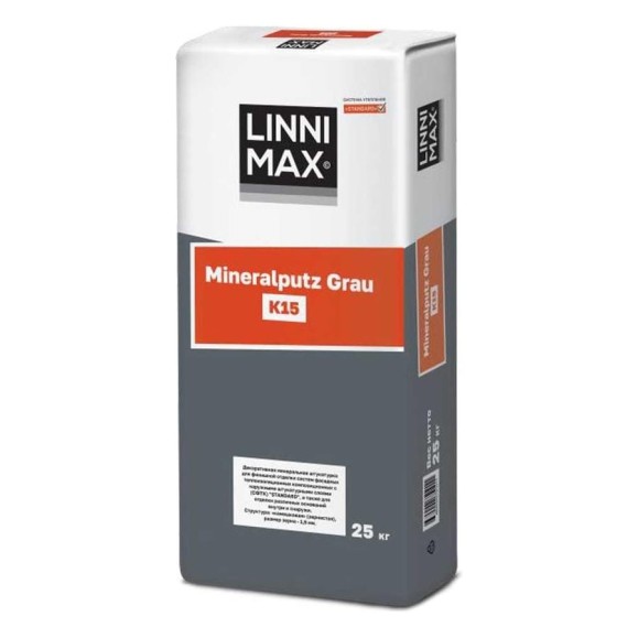 Декоративный штукатурный состав LINNIMAX Mineralputz Grau K15 25 кг 746100006 Декоративный штукатурный состав LINNIMAX Mineralputz Grau K15 25 кг 746100006