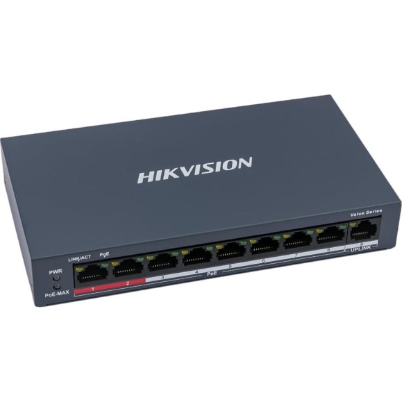 8-ми портовый неуправляемый PoE-коммутатор Hikvision DS-3E0109P-E/M(B) АН5020084