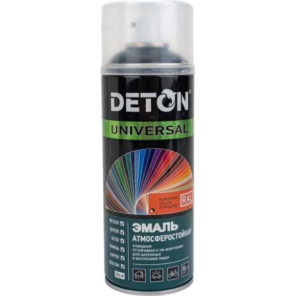 Аэрозольная эмаль Deton универсальная Черная глянцевая RAL 9017 UNIVERSAL 520 мл 126922 DTN-A46787 Аэрозольная эмаль Deton универсальная Черная глянцевая RAL 9017 UNIVERSAL 520 мл 126922 DTN-A46787