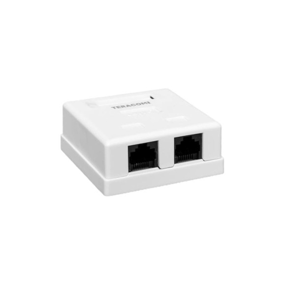 Розетка настенная неэкранированная rj-45 EKF teracom pro cat.6, 2 порта dual idc белая TRP-WBOX-2RJ45-6UTP-WH