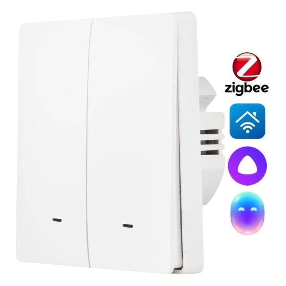Настенный выключатель zigbee HOMMYN 2 клавиши (без нейтрали) SWZBNN02W НС-1587119 Настенный выключатель zigbee HOMMYN 2 клавиши (без нейтрали) SWZBNN02W НС-1587119
