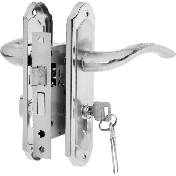 Замок врезной LOCKLAND RD001 с ручкой, 3 ключа, цвет хром 9632389 Замок врезной LOCKLAND RD001 с ручкой, 3 ключа, цвет хром 9632389