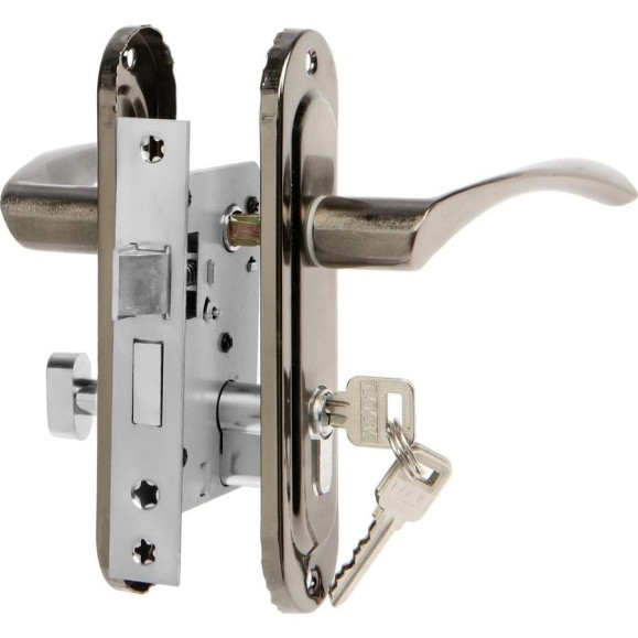 Замок врезной LOCKLAND RD004 с ручкой, 3 ключа, цвет черный никель 9632397