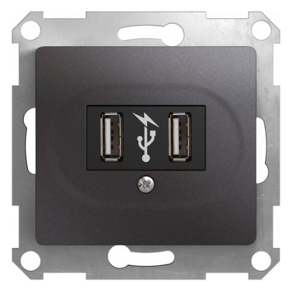 2х usb розетка Systeme Electric Glossa графит GSL001332