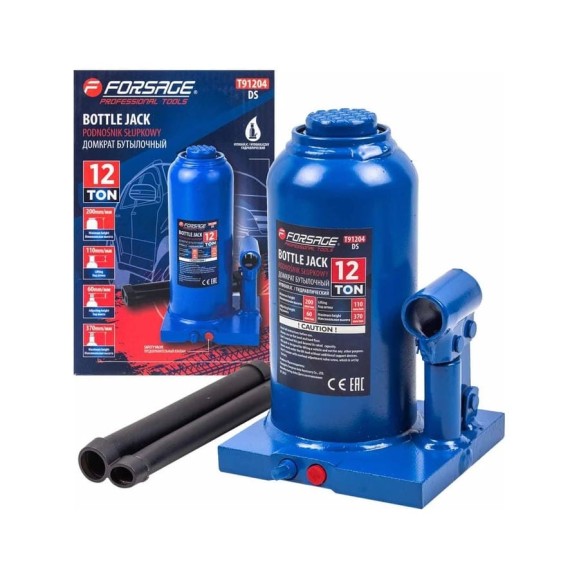 Бутылочный домкрат Forsage F-T91204(DS) 12 т, с клапаном, 217-407 мм 51454