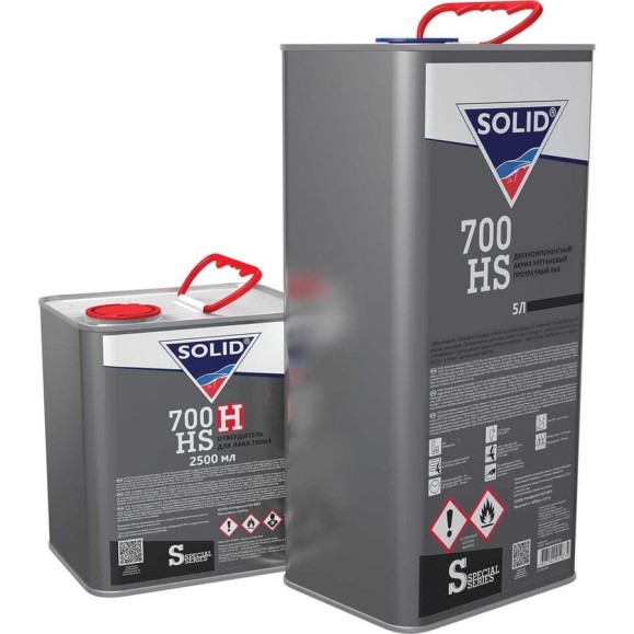 Двухкомпонентный прозрачный лак Solid 700 HS - (5000+2500мл) - 2K лак системы HS 2+1 (в комп. с отвердит.) 320.7500