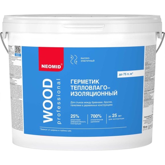 Строительный герметик NEOMID Professional 15 кг, ведро, тик Н -ГермPROFF-15/тик