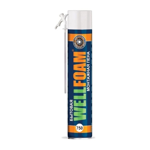 Пена полиуретановая монтажная WELLFOAM бытовая всесезонная 750 WF750B Пена полиуретановая монтажная WELLFOAM бытовая всесезонная 750 WF750B