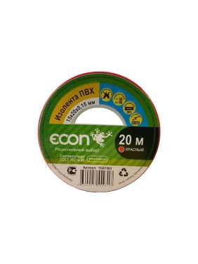 Изолента Econ 15 мм х 20 м, 0,15 мм, красный 15201503 Изолента Econ 15 мм х 20 м, 0,15 мм, красный 15201503