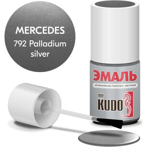 Эмаль автомобильная ремонтная с кисточкой KUDO MERCEDES 792 Palladium silver металлик KU-75206 Эмаль автомобильная ремонтная с кисточкой KUDO MERCEDES 792 Palladium silver металлик KU-75206