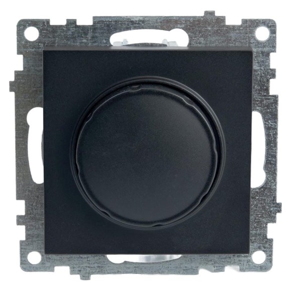 Диммирующий выключатель STEKKER TRIAC механизм 250В, 500W, серия Катрин, GLS10-7106-05, черный 39615