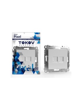 Розетка компьютерная 2-местная TOKOV ELECTRIC СП Pixel RJ45 кат.5E механизм бел. TKE-PX-RC2-C01